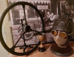 Oude automobilia leren cap ,bril,hoofd ,decoratief, Ophalen of Verzenden