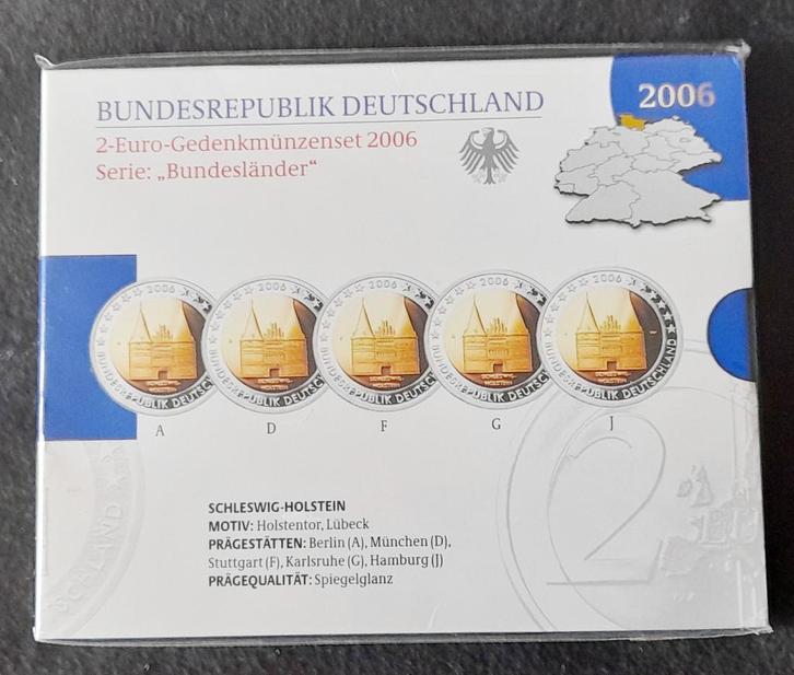 Duitsland 2006 5x2 euro Bundeslander Holstentor set, Postzegels en Munten, Munten | Europa | Euromunten, Setje, 2 euro, Duitsland