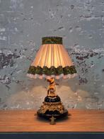 Vintage lampenkap met groene fluwelen details, Ophalen, Gebruikt, 25 tot 50 cm, Rond