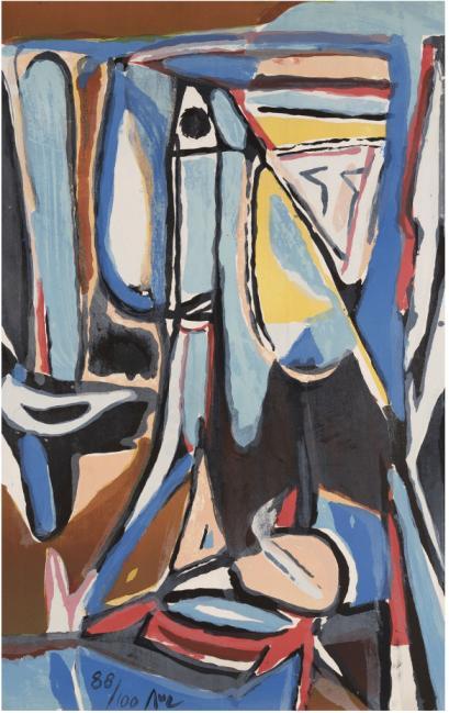 Bram van Velde (1895)Kleur Lithografie "Comp YR 203" Ges Gen, Antiek en Kunst, Kunst | Litho's en Zeefdrukken, Ophalen of Verzenden