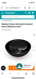 Waskom keramiek glanzend zwart 28 cm NIEUW, Nieuw, Wastafel, Ophalen of Verzenden