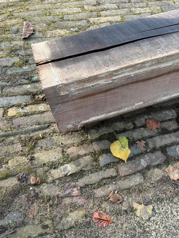 Aangeboden zware Eiken balk, Doe-het-zelf en Verbouw, Hout en Planken, Gebruikt, Balk, Eiken, Minder dan 200 cm, 50 mm of meer