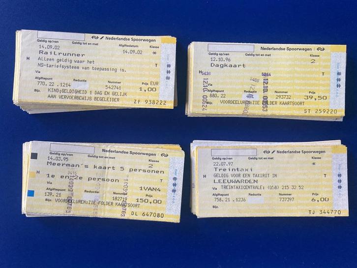 Treinkaartjes type VAR-LBS, Verzamelen, Spoorwegen en Tramwegen, Gebruikt, Trein, Kaart of Prent, Verzenden