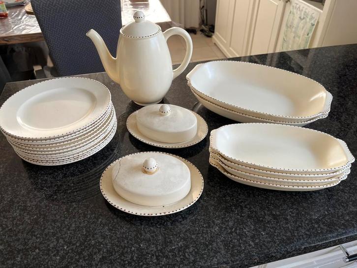 Koram servies antiek met bruine stipjes, Antiek en Kunst, Antiek | Servies compleet, Ophalen