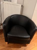 Zo goed als nieuwe zwarte leren fauteuil, Ophalen, Zo goed als nieuw, Leer