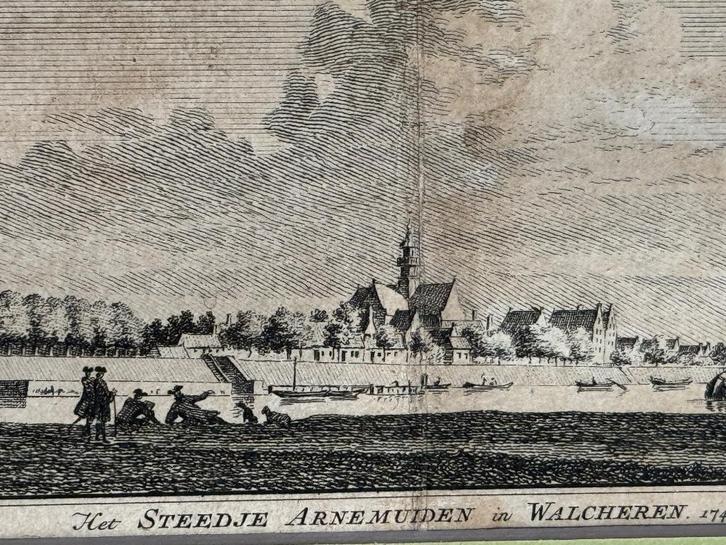 zeeland - Spilman (1745) Het stadje Arnemuiden / Walcheren, Antiek en Kunst, Kunst | Etsen en Gravures, Ophalen of Verzenden