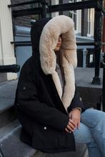 Zwarte winterjas met bontkraag niew, Ophalen of Verzenden, Nieuw, Zwart