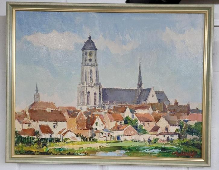 Joseph TILLEUX, stadsgezicht in Lier, Antiek en Kunst, Kunst | Schilderijen | Klassiek, Ophalen of Verzenden