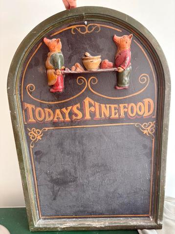 Vintage Englishtown pub sign „Todays finefood” chalkboard beschikbaar voor biedingen