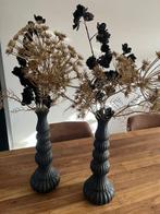 Mooie hoge zwarte vazen met kunstbloemen, Ophalen of Verzenden, Zo goed als nieuw, Zwart, Minder dan 50 cm