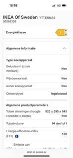 Nieuwe inbouw diepvries - Ytternäs IKEA, Witgoed en Apparatuur, Koelkasten en IJskasten, 75 tot 100 liter, Nieuw, 45 tot 60 cm