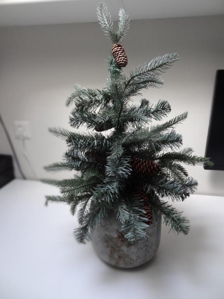 Kerstboompje met stenen pot, 65 cm hoog, Diversen, Kerst, Zo goed als nieuw, Ophalen