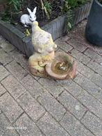 Betonnen Tuinkabouter met Vogelbad, Tuin en Terras, Tuinbeelden, Ophalen of Verzenden, Gebruikt, Beton, Tuinkabouter