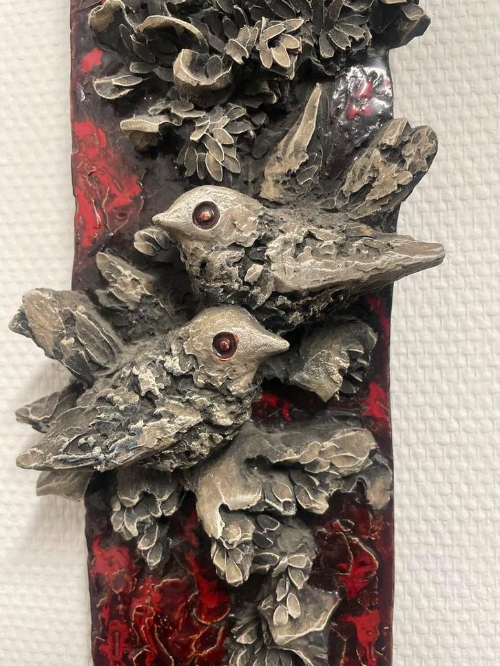 Jaren 60 wand kunstwerk met vogels - Ars Munda, Huis en Inrichting, Woonaccessoires | Wanddecoraties, Gebruikt, Ophalen