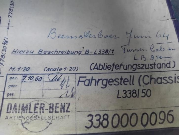 Blauwdruk Mercedes-Benz L338/50 Chassis 1964, Auto-onderdelen, Overige Auto-onderdelen, Ophalen of Verzenden