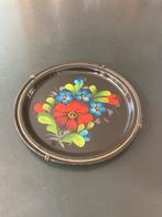 Vintage Metalen folkloren Wandbordje met Bloemmotief, Ophalen of Verzenden