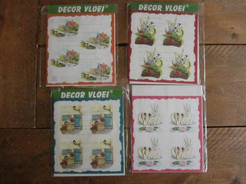 Voor decoupage: 4 pakjes Decor Vloei, Hobby en Vrije tijd, Kaarten | Zelf maken, Zo goed als nieuw, Overige typen, Natuur, Ophalen of Verzenden