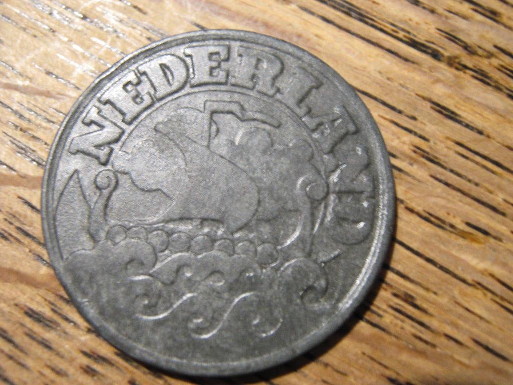 Oorlogsgeld WW2, zink Kwartje 1941, Duitse bezetting #457, Ophalen of Verzenden, Koningin Wilhelmina, 25 cent, Losse munt