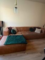 Hoekbank suede cognac kleur, Ophalen, Gebruikt, Hoekbank, Stof