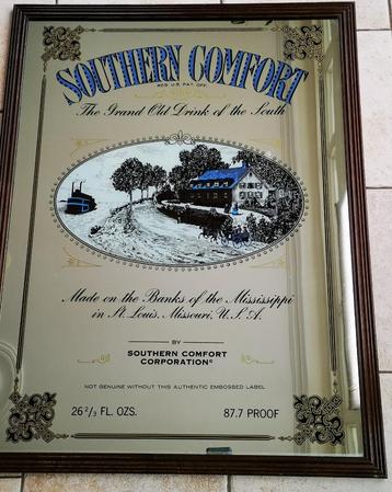 Southern Comfort whiskey likeur spiegel reclamebord 78*66cm