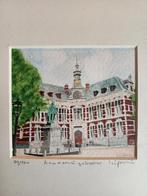 Prent Academiegebouw Utrecht, Antiek en Kunst, Kunst | Tekeningen en Foto's, Ophalen