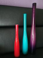 MOOIE SIERFLESSEN IN PAARS, TURQUOISE EN ROOD, Ophalen of Verzenden, Zo goed als nieuw, Glas