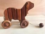 Oud Trekfiguur Hond Hout 27 cm, Ophalen of Verzenden, Gebruikt