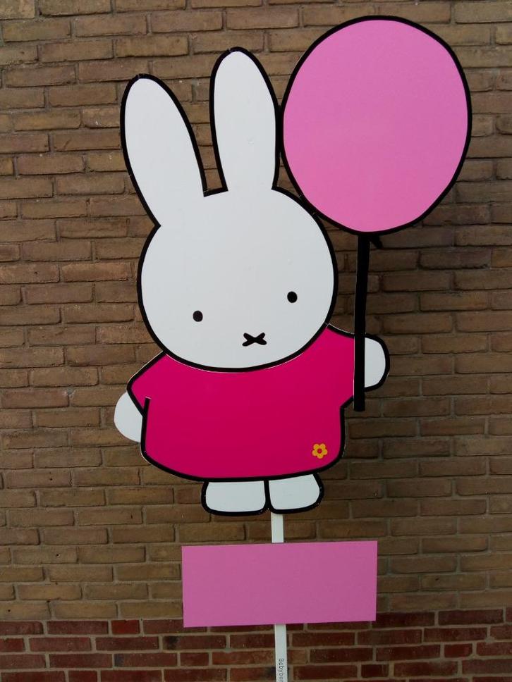 babybordverhuur westervoort, nijntje met ballon roze geboort, Kinderen en Baby's, Kraamcadeaus en Geboorteborden, Nieuw, Geboortebord