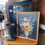 Vintage Geborduurd Veldboeket - 45x57cm, Ophalen of Verzenden