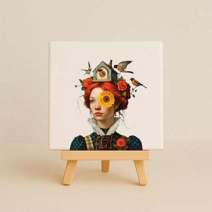 Wandtegeltje birdlady, Huis en Inrichting, Woonaccessoires | Wanddecoraties, Zo goed als nieuw, Ophalen of Verzenden