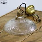 Prachtige Antieke Art Deco Holophane Hanglamp Vintage #6419, Gebruikt, Ophalen of Verzenden, Glas