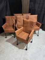 Actie - 6 Montis Chaplin Rancho Cognac Stoelen, Huis en Inrichting, Stoelen, Overige kleuren, Leer, Zo goed als nieuw, Montis bv