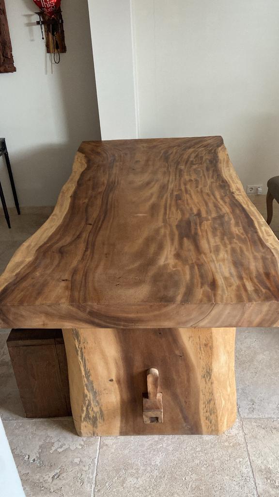 Suar Eiken Boomstam Eettafel + Salon Tafel Set, Huis en Inrichting, Tafels | Eettafels, Nieuw, 100 tot 150 cm, 200 cm of meer