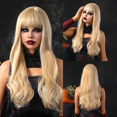 Pruik goudblond lang haar met pony, Sieraden, Tassen en Uiterlijk, Uiterlijk | Haarverzorging, Nieuw, Pruik of Haarverlenging