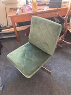 Groen velvet draaistoel, messing poot, Ophalen, Overige kleuren, Stof, Zo goed als nieuw
