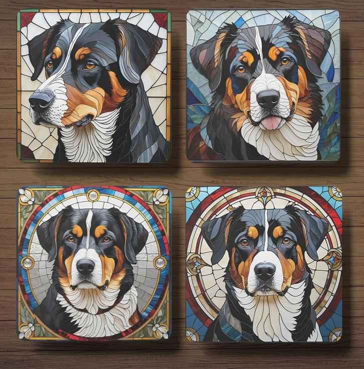 Appenzeller Glas in lood onderzetters met houder, Huis en Inrichting, Woonaccessoires | Onderzetters, Nieuw, Glas of Kopje, Ophalen of Verzenden