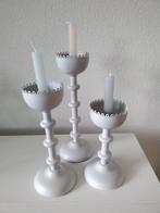 3 Hoge kandelaars, Ikea, wit metaal, Horfin Harfin, 1999, Gebruikt, 25 tot 50 cm, Wit, Ophalen of Verzenden
