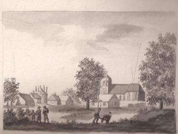Enspijk. Het Dorp Enspijk. Gewassen Pentekening Anomiem 19e beschikbaar voor biedingen