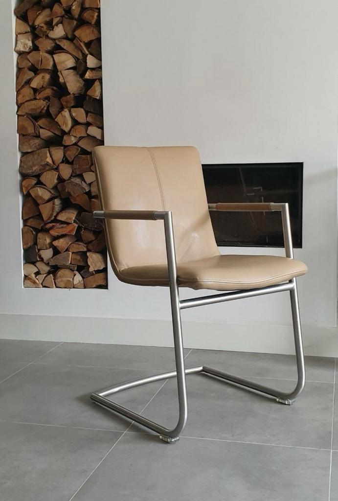 4/6/8 caramel leder Henders & Hazel design eetkamerstoelen, Huis en Inrichting, Stoelen, Zo goed als nieuw, Vijf, Zes of meer stoelen