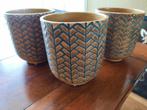 3x  bruine bloempot, Tuin en Terras, Bloempotten, Rond, Ophalen of Verzenden, Aardewerk, Minder dan 40 cm