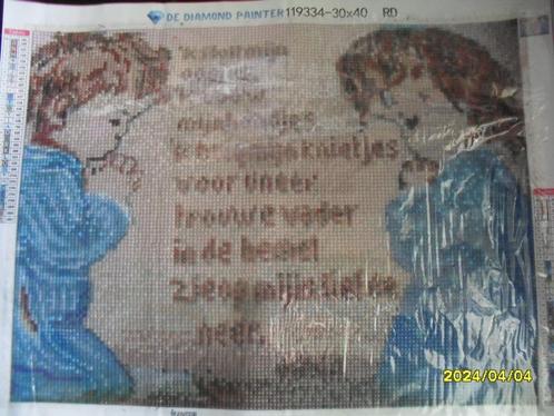 GEMAAKT Diamond Painting Jongen en Meisje in gebed., Hobby en Vrije tijd, Knutselen, Zo goed als nieuw, Overige typen, Ophalen