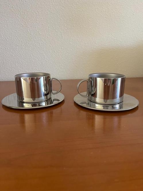 Dubbelwandige RVS espressokopjes (Italwaber) jaren '90, Huis en Inrichting, Keuken | Servies, Zo goed als nieuw, Kop(pen) en/of Schotel(s)