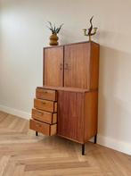 Vintage wandmeubel simpla lux teak hout jaren 50/60/70, Ophalen, Gebruikt, 100 tot 150 cm, Minder dan 150 cm