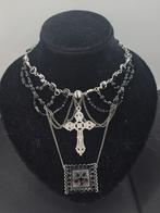 Gothic Kruis ketting - handgemaakt, Overige materialen, Verstelbaar, Zwart, 3845gh