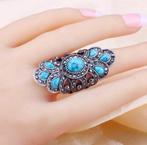 Bohemian zilveren ring met turquoise, Sieraden, Tassen en Uiterlijk, Verzenden, Nieuw, 17 tot 18, Met edelsteen