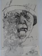 Twee portretten van oudere man monoprint L. de Vries, Antiek en Kunst, Kunst | Etsen en Gravures, Verzenden