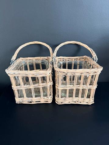 2 Rieten Windlichten - Zeer Goede Staat! beschikbaar voor biedingen