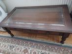 Salontafel Met Glasplaat En 3 Laadjes Gratis, Huis en Inrichting, Tafels | Salontafels, Ophalen, Gebruikt, 100 tot 150 cm, Eikenhout