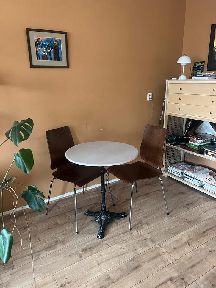 Franse bistrotafel te koop!, Huis en Inrichting, Tafels | Eettafels, Gebruikt, 50 tot 100 cm, Rechthoekig, Glas, Ophalen of Verzenden