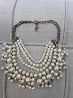 GROTE PARELKETTING STATEMENT WITTE PAREL COLLIER KRAAG, Sieraden, Tassen en Uiterlijk, Kettingen, Overige materialen, Wit, Ophalen of Verzenden